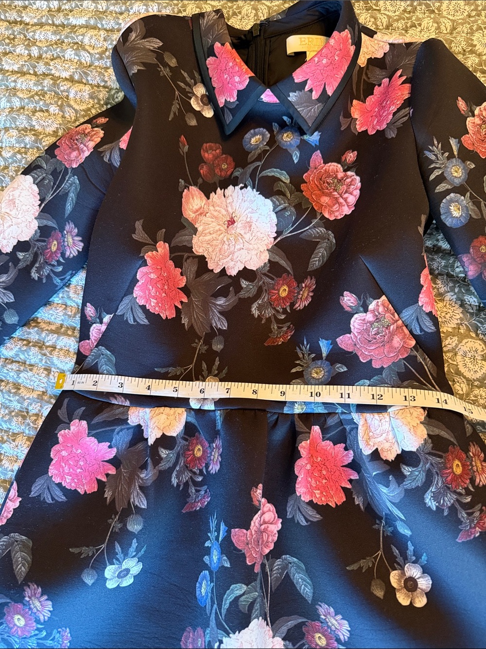 ERIN by Erin Fetherston Black Floral Long-Sleeve Fit & Flare‎ Dress - Picture 2 of 6
